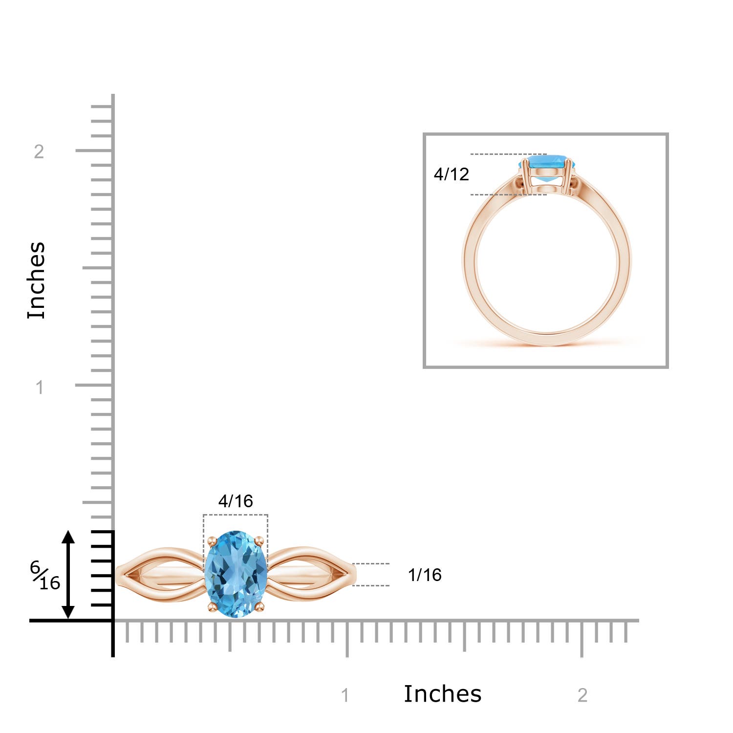 AA - Swiss Blue Topaz / 2.25 CT / 14 KT Rose Gold