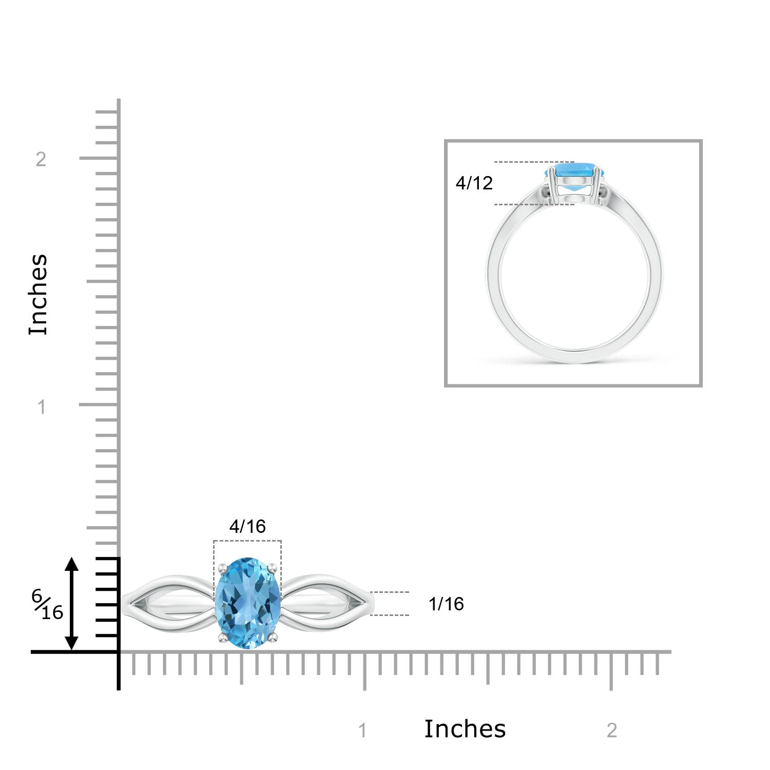 AA - Swiss Blue Topaz / 2.25 CT / 14 KT White Gold