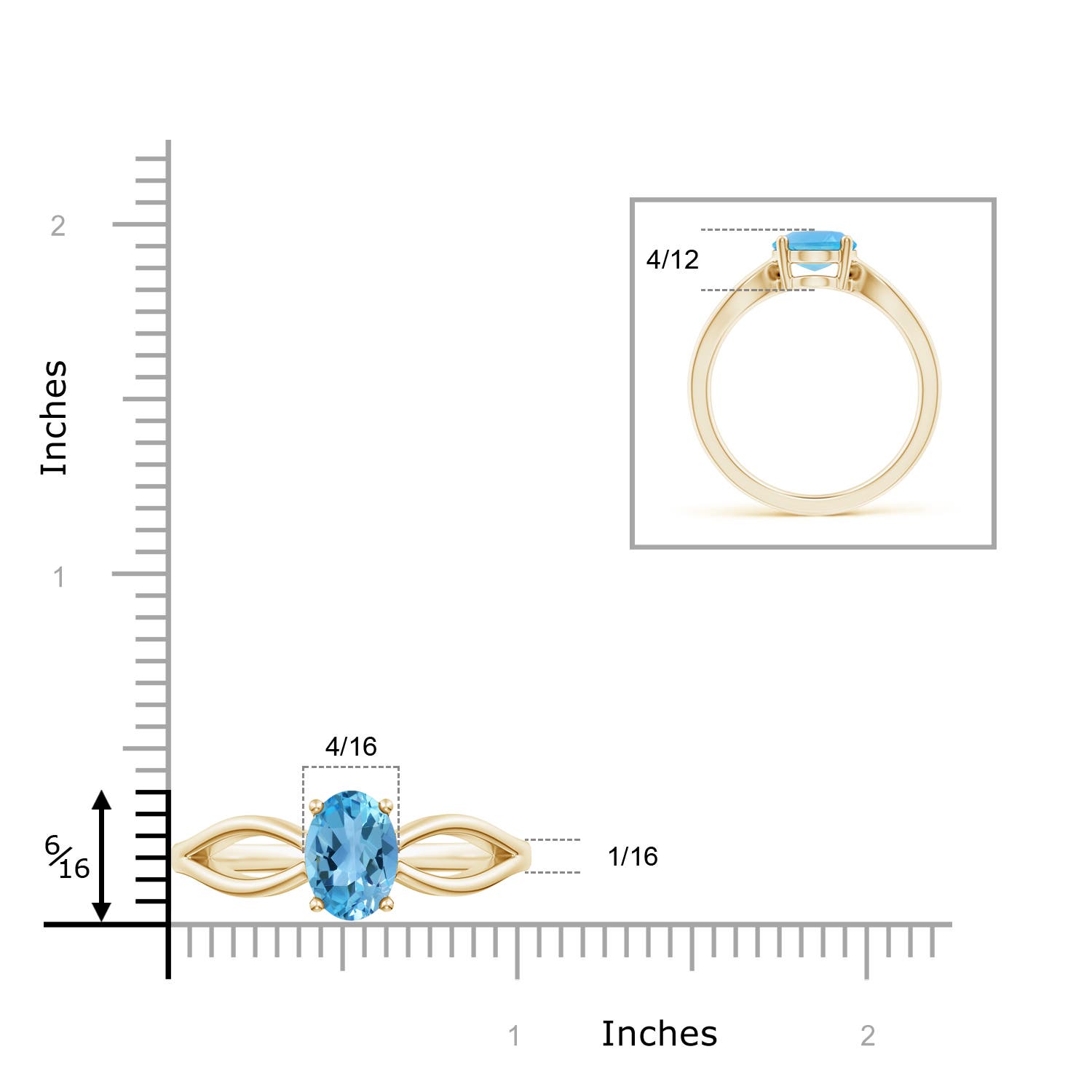 AA - Swiss Blue Topaz / 2.25 CT / 14 KT Yellow Gold