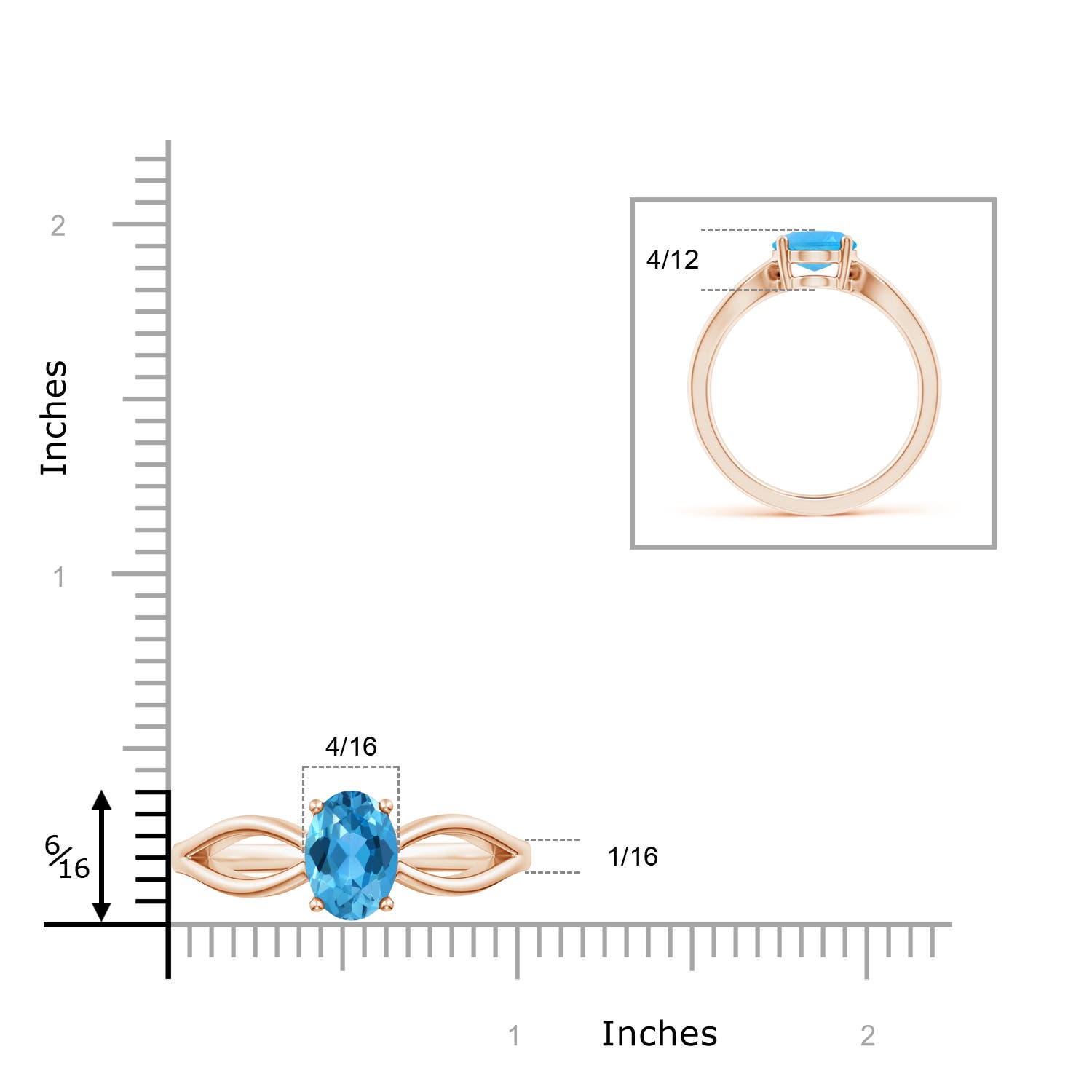 AAA - Swiss Blue Topaz / 2.25 CT / 14 KT Rose Gold