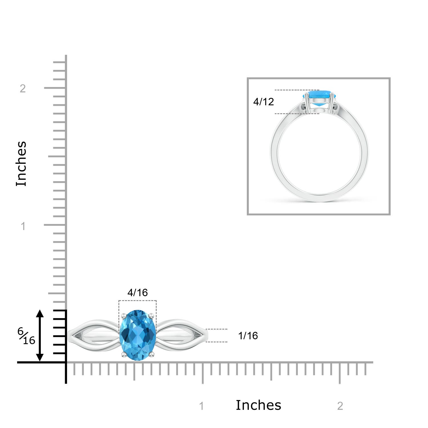 AAA - Swiss Blue Topaz / 2.25 CT / 14 KT White Gold