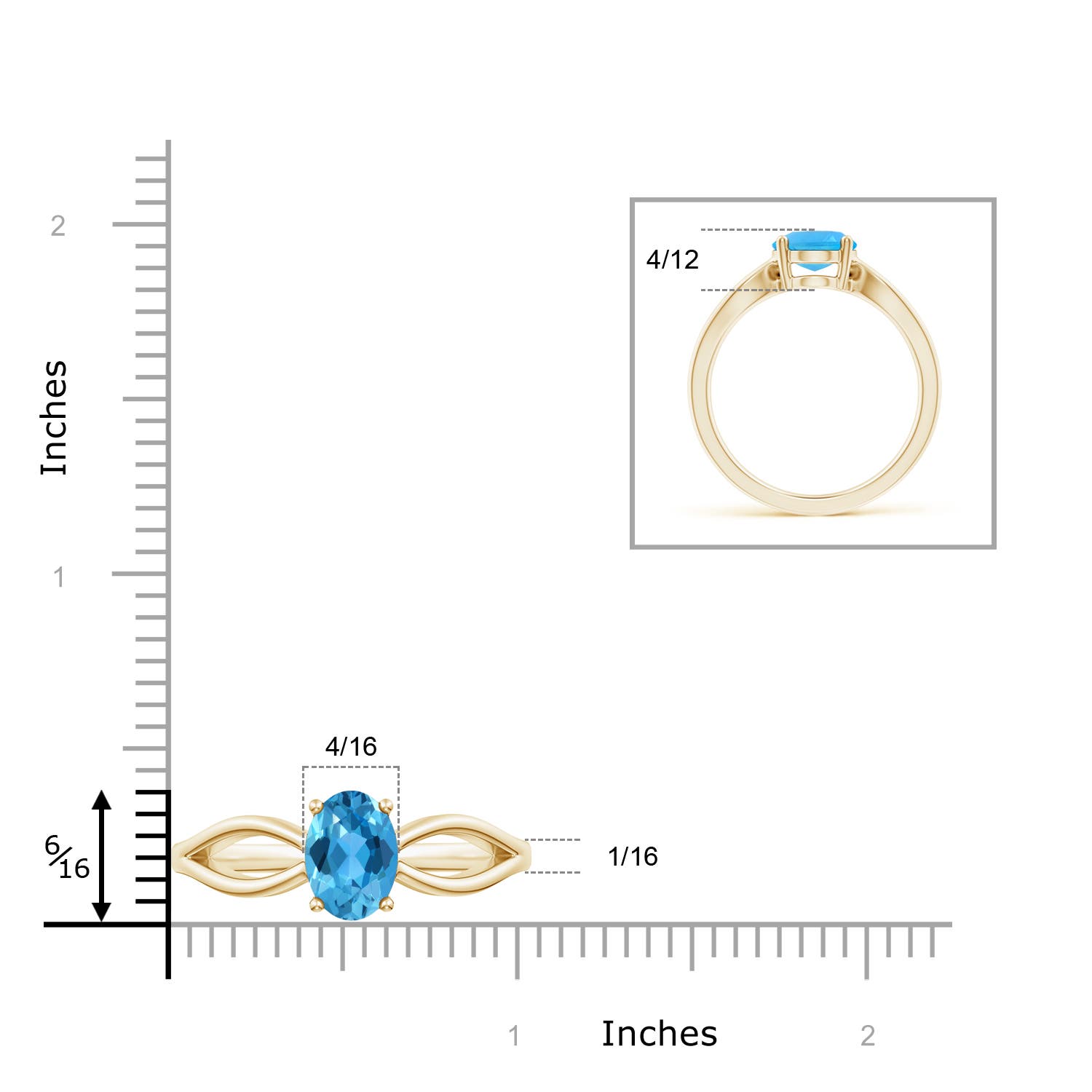 AAA - Swiss Blue Topaz / 2.25 CT / 14 KT Yellow Gold