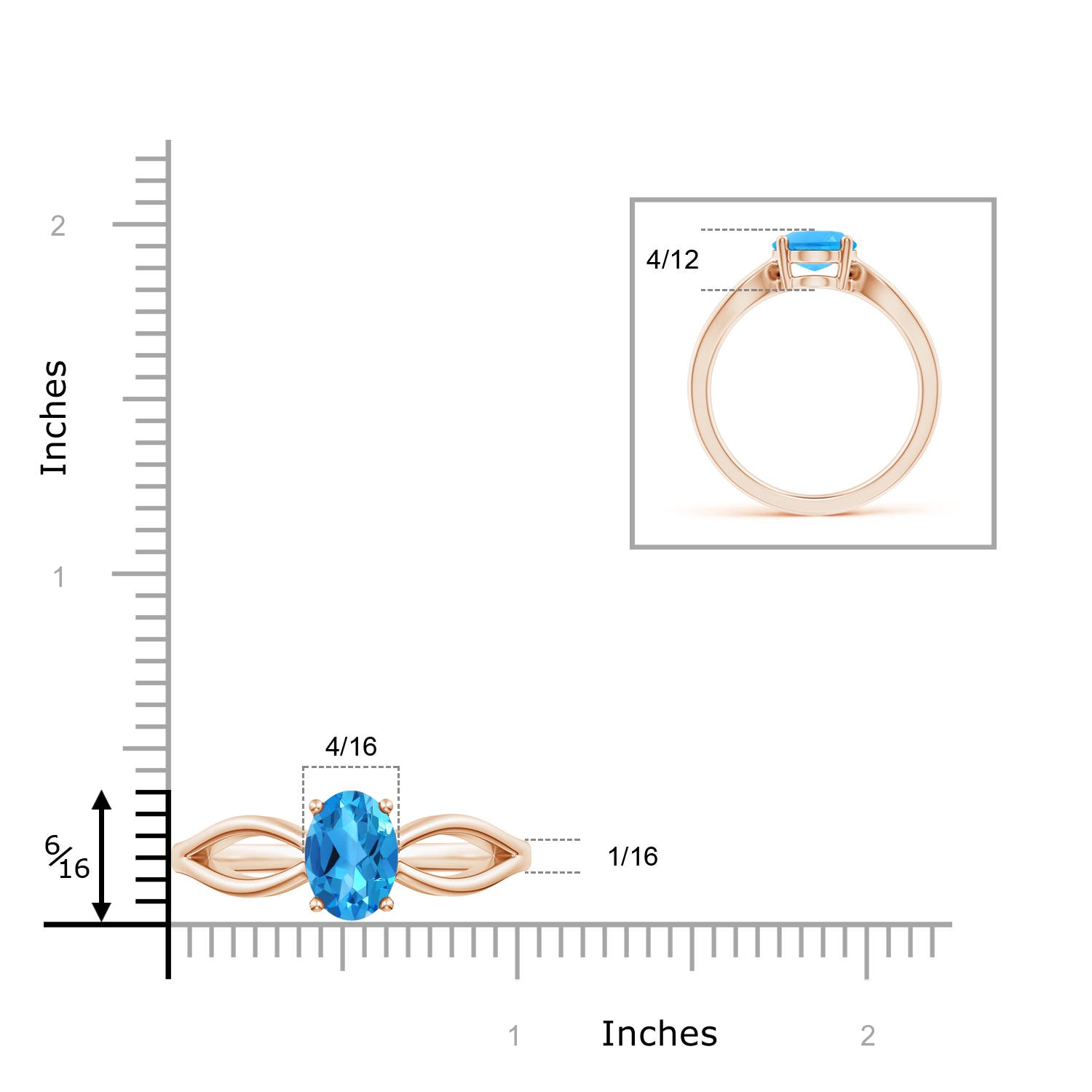 AAAA - Swiss Blue Topaz / 2.25 CT / 14 KT Rose Gold