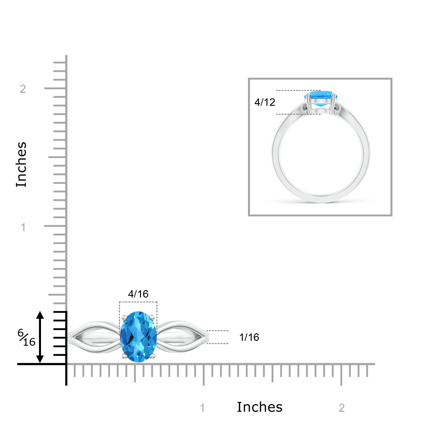 AAAA - Swiss Blue Topaz / 2.25 CT / 14 KT White Gold