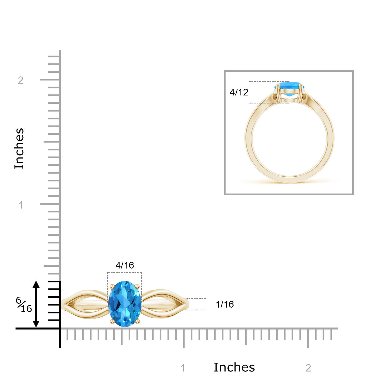 AAAA - Swiss Blue Topaz / 2.25 CT / 14 KT Yellow Gold