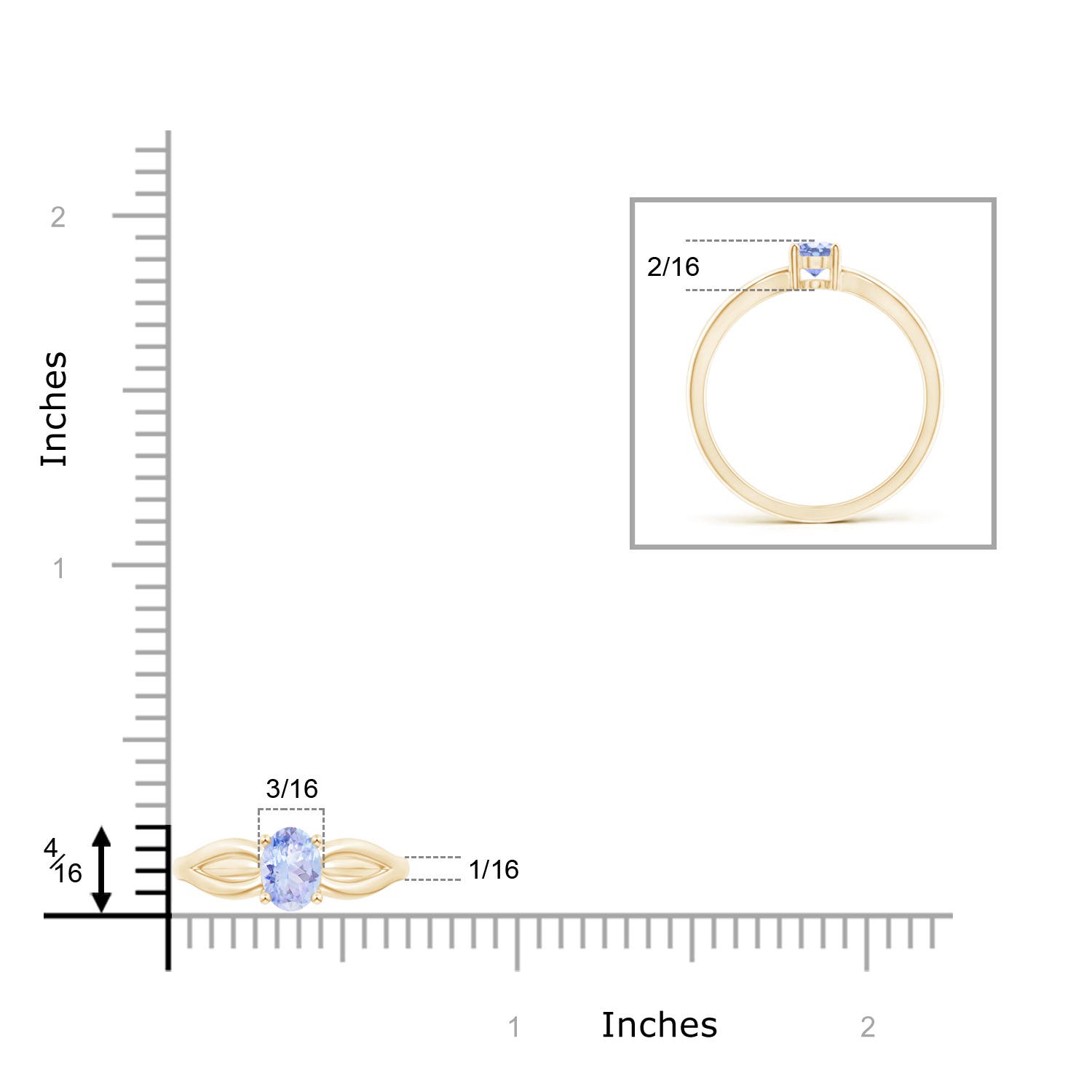 A - Tanzanite / 0.45 CT / 14 KT Yellow Gold