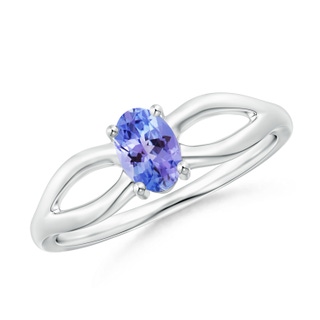 6x4mm AAA Prong-Set Solitaire Tanzanite Split Shank Ring in White Gold