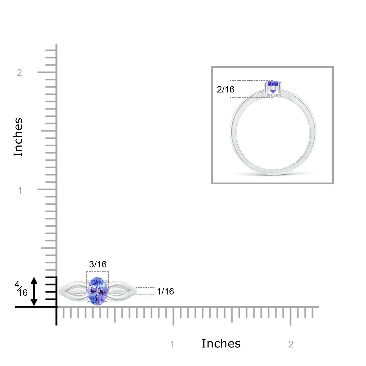 AAA - Tanzanite / 0.45 CT / 14 KT White Gold