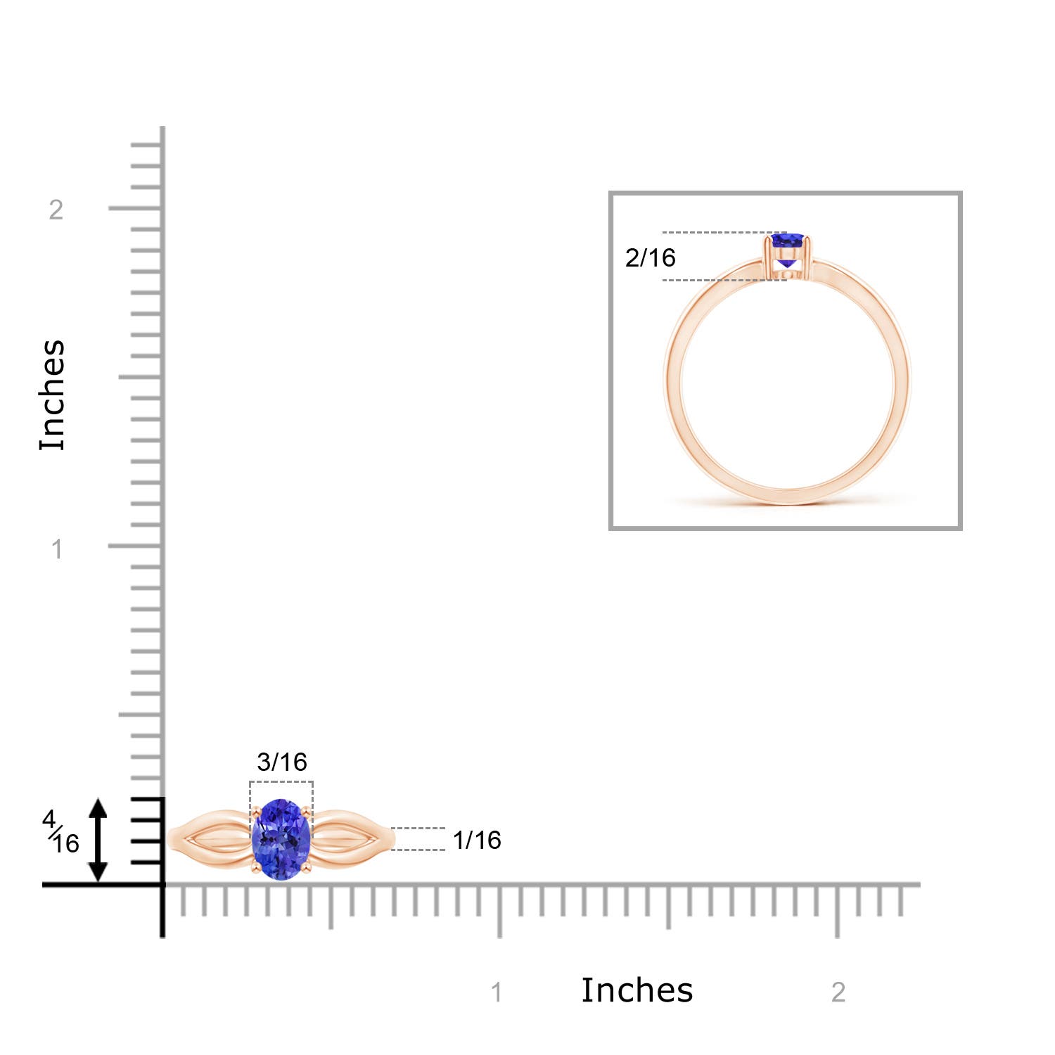 AAAA - Tanzanite / 0.45 CT / 14 KT Rose Gold