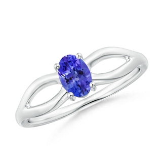 6x4mm AAAA Prong-Set Solitaire Tanzanite Split Shank Ring in White Gold