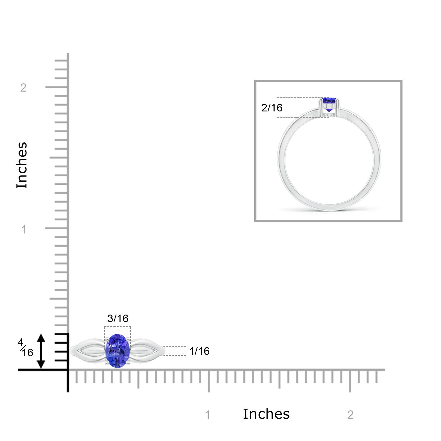 AAAA - Tanzanite / 0.45 CT / 14 KT White Gold