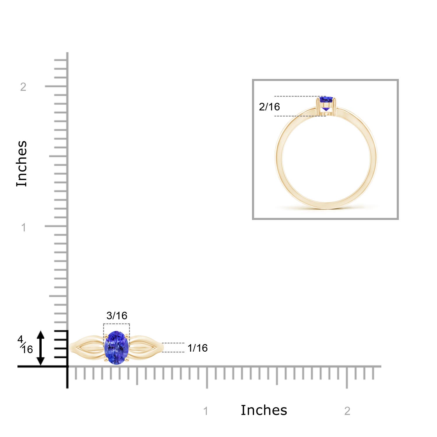 AAAA - Tanzanite / 0.45 CT / 14 KT Yellow Gold