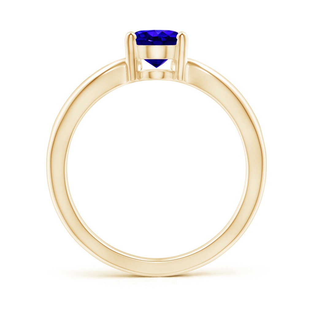 8x6mm AAAA Prong-Set Solitaire Tanzanite Split Shank Ring in Yellow Gold Side-1