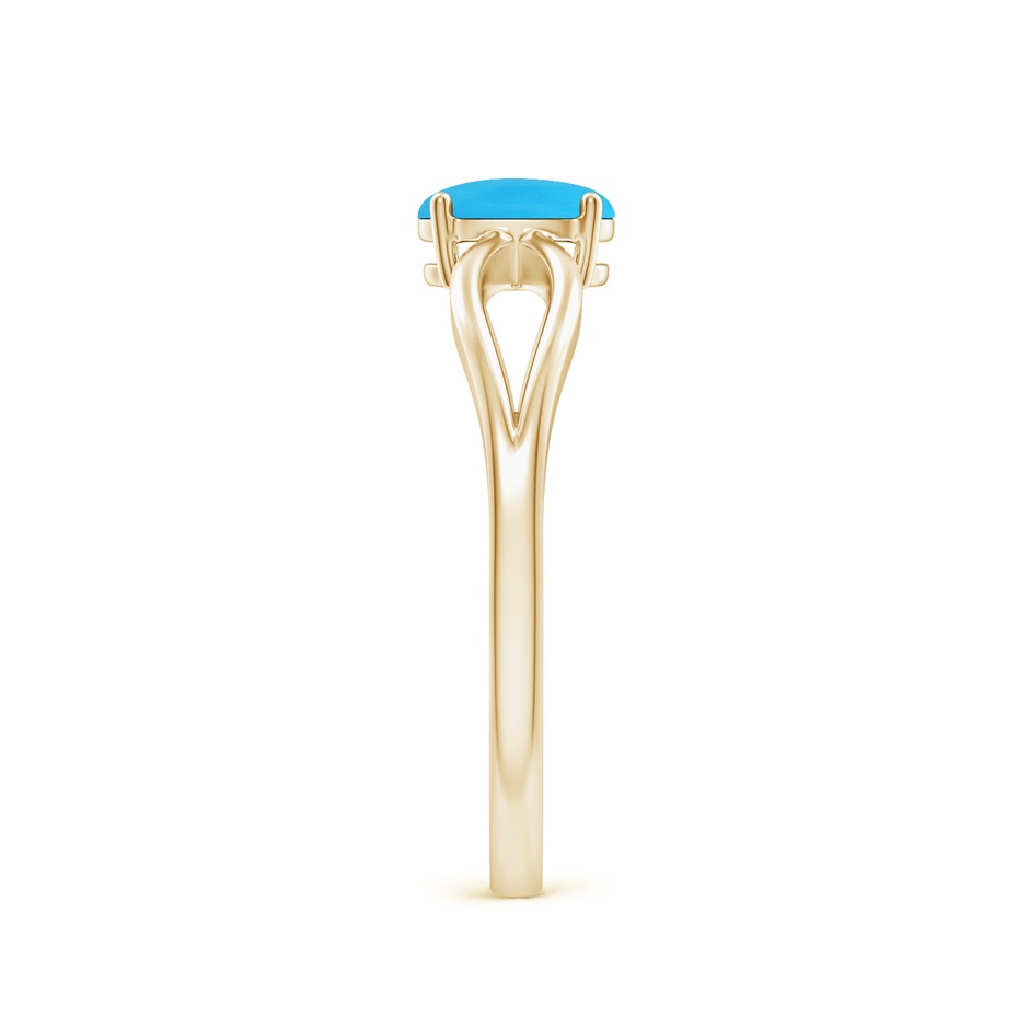 6x4mm AAA Prong-Set Solitaire Turquoise Split Shank Ring in Yellow Gold side 299
