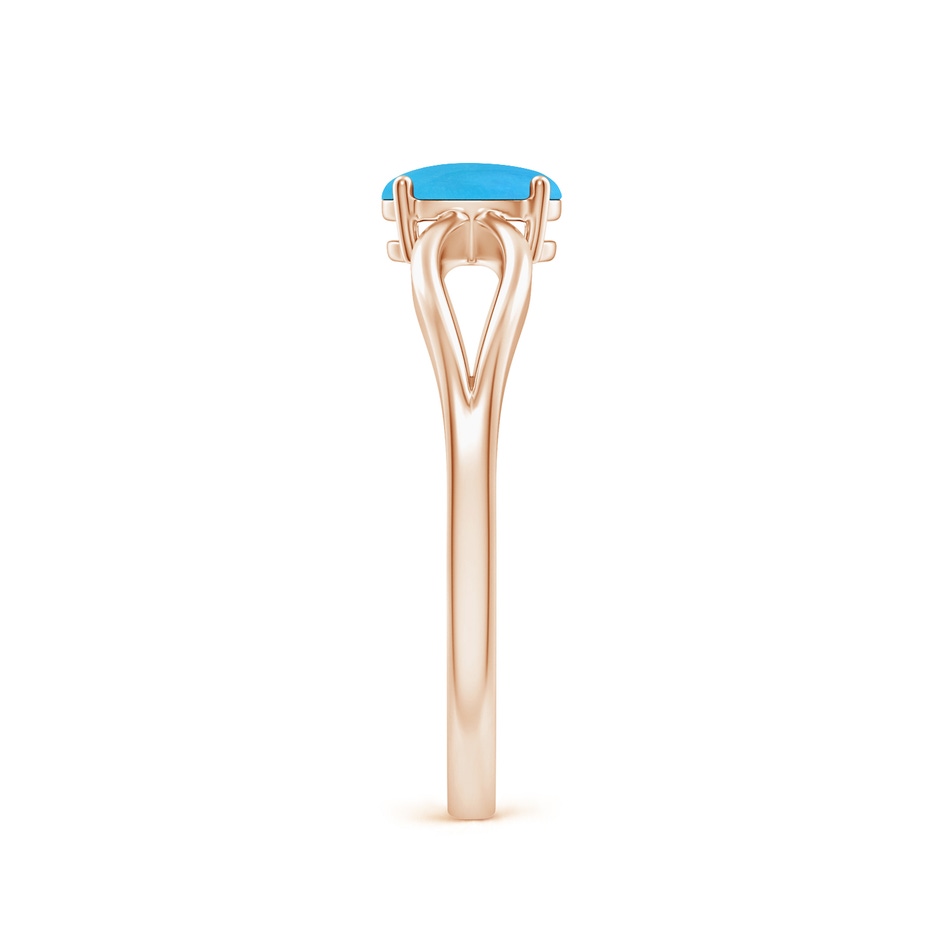 6x4mm AAAA Prong-Set Solitaire Turquoise Split Shank Ring in Rose Gold side 299