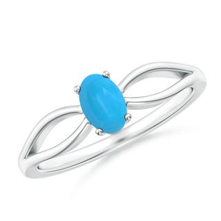 6x4mm AAAA Prong-Set Solitaire Turquoise Split Shank Ring in White Gold
