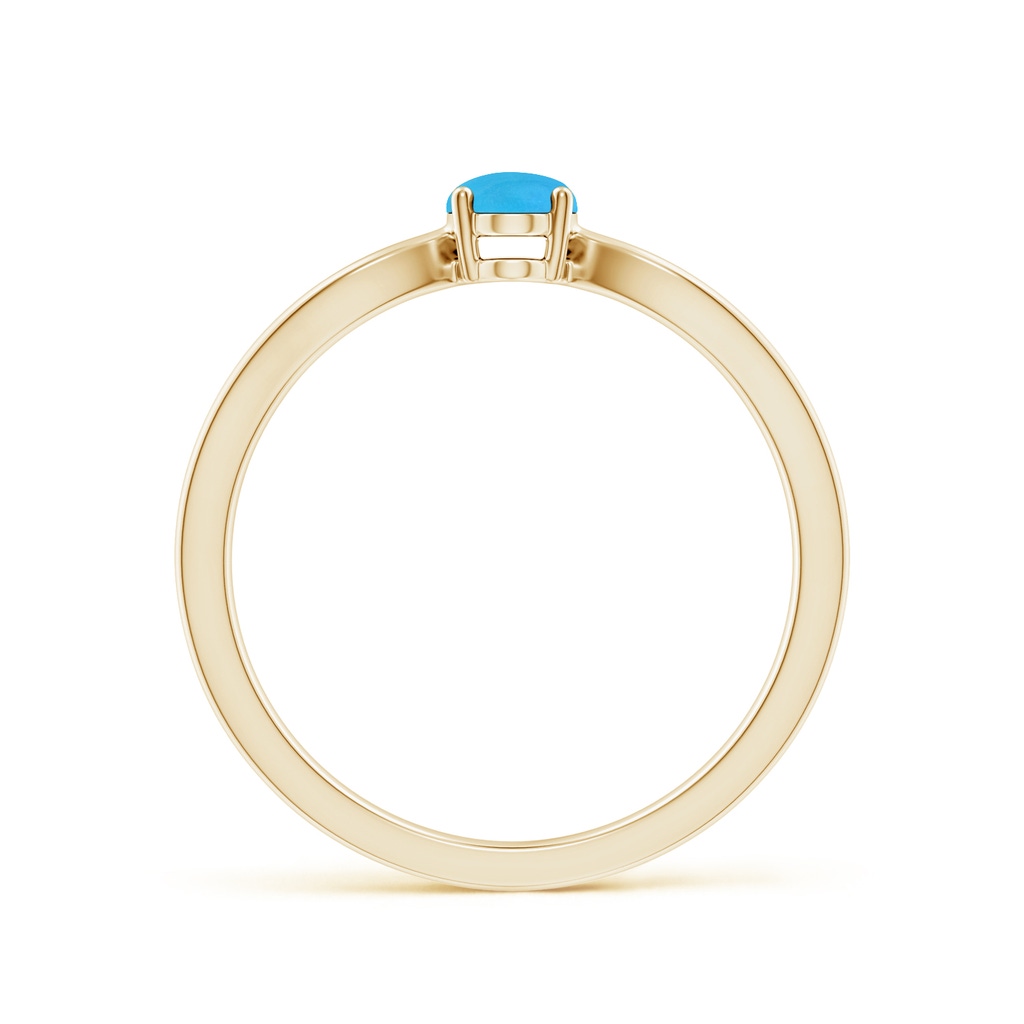 6x4mm AAAA Prong-Set Solitaire Turquoise Split Shank Ring in Yellow Gold - side 199
