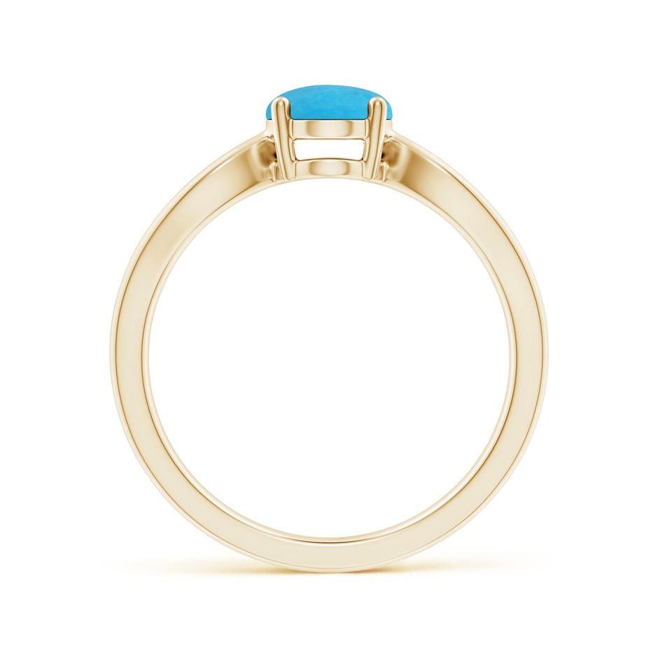 8x6mm A Prong-Set Solitaire Turquoise Split Shank Ring in Yellow Gold side 199