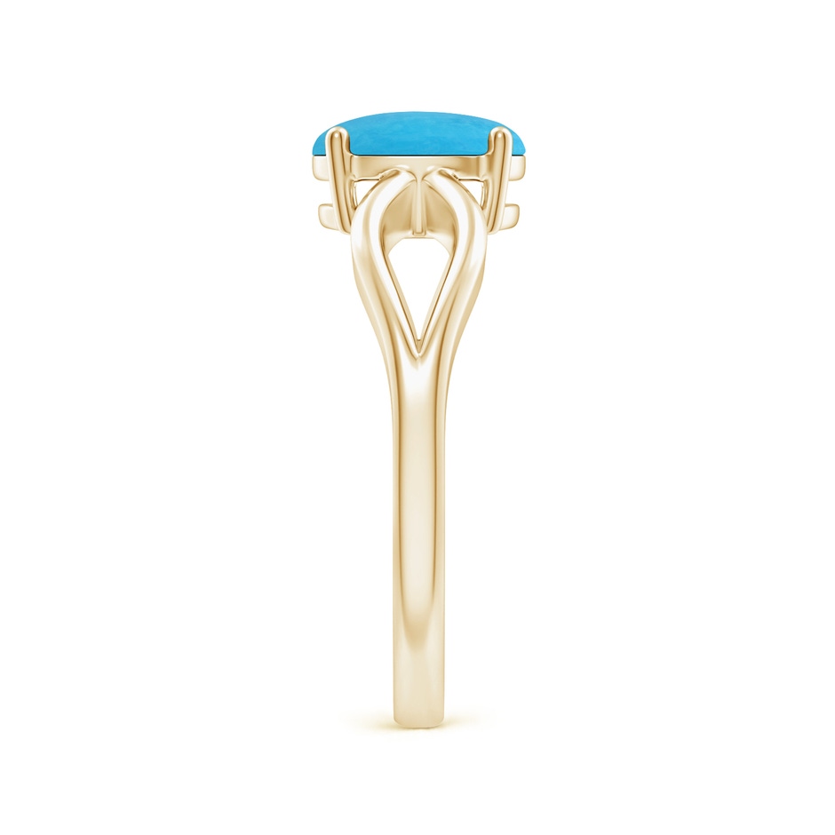 8x6mm A Prong-Set Solitaire Turquoise Split Shank Ring in Yellow Gold side 299