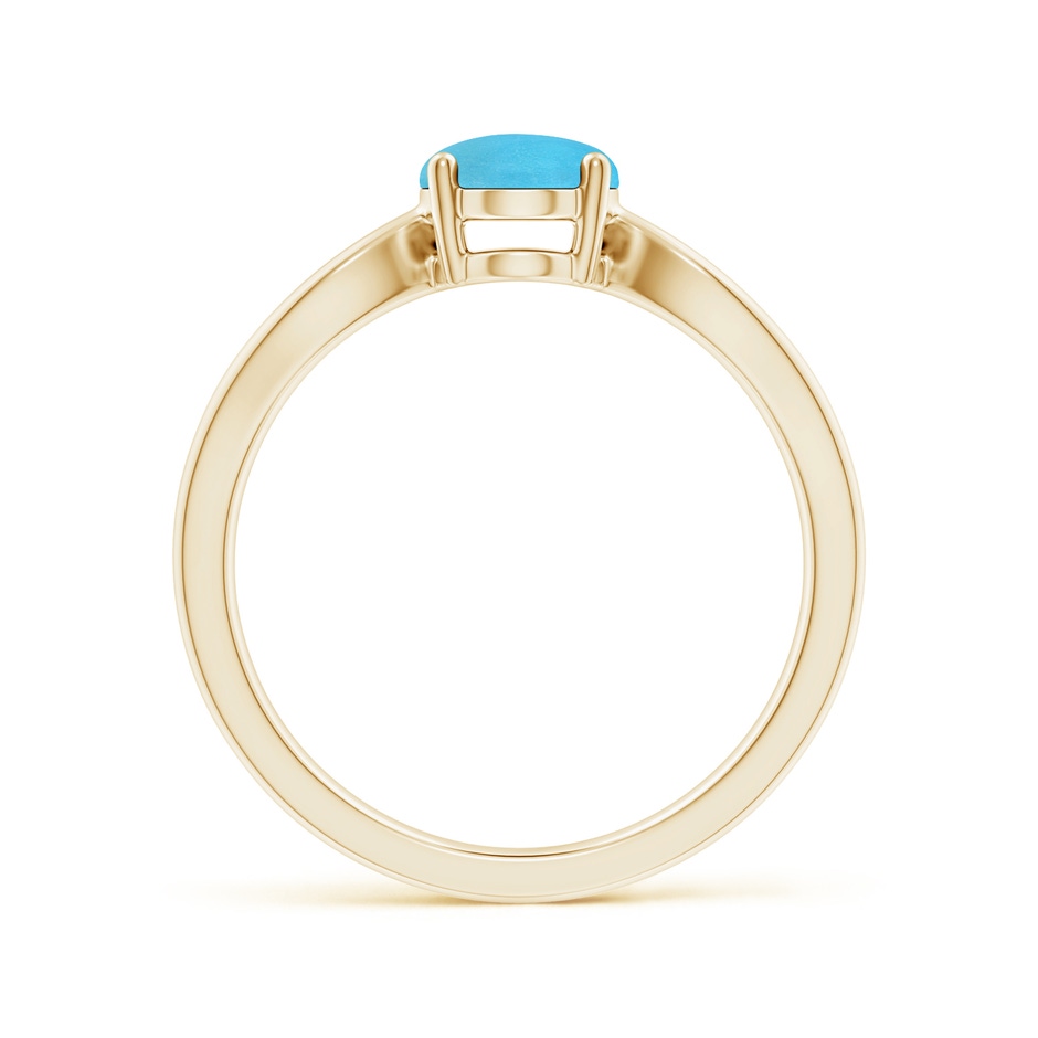 8x6mm AA Prong-Set Solitaire Turquoise Split Shank Ring in Yellow Gold side 199
