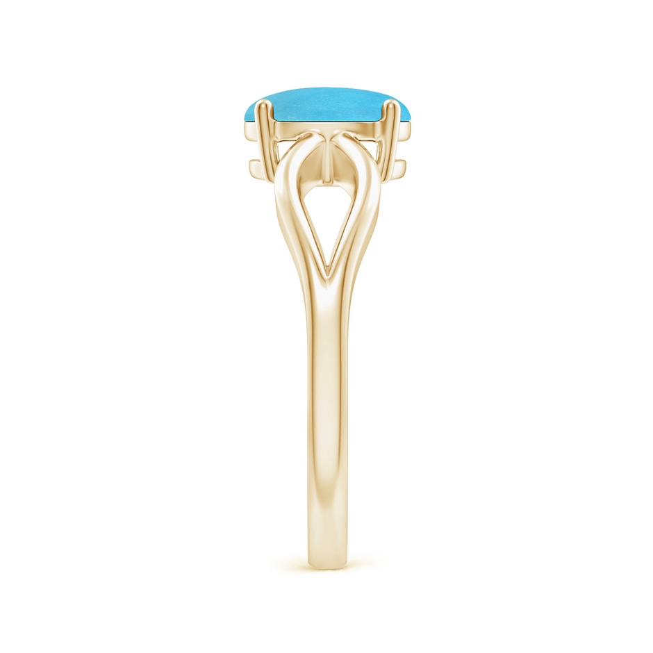 8x6mm AA Prong-Set Solitaire Turquoise Split Shank Ring in Yellow Gold side 299