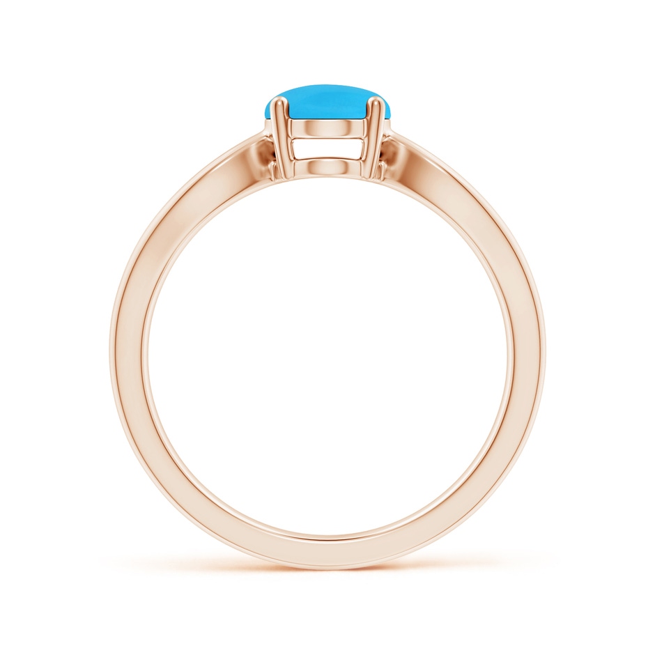 8x6mm AAA Prong-Set Solitaire Turquoise Split Shank Ring in Rose Gold side 199