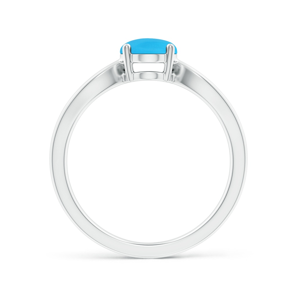 8x6mm AAA Prong-Set Solitaire Turquoise Split Shank Ring in White Gold - side 199