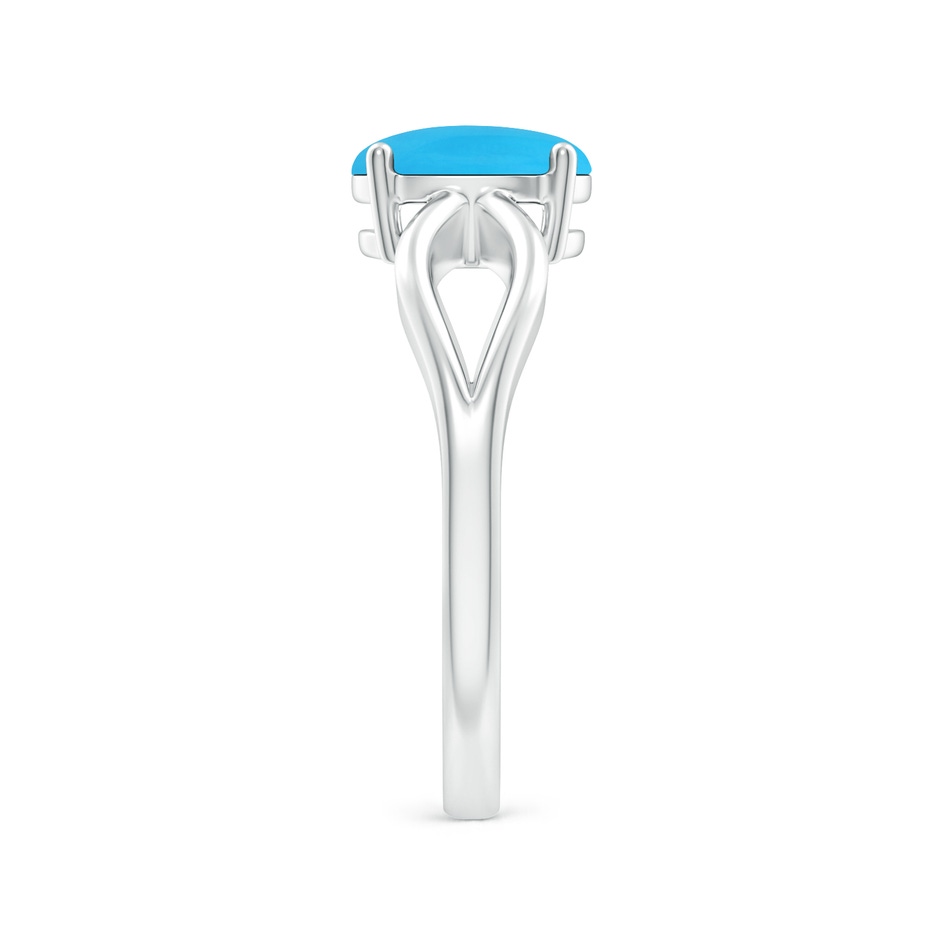 8x6mm AAA Prong-Set Solitaire Turquoise Split Shank Ring in White Gold side 299