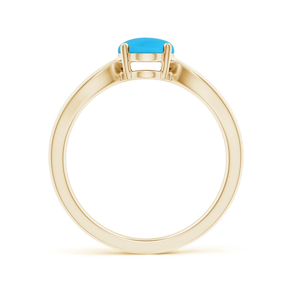 8x6mm AAA Prong-Set Solitaire Turquoise Split Shank Ring in Yellow Gold side 199
