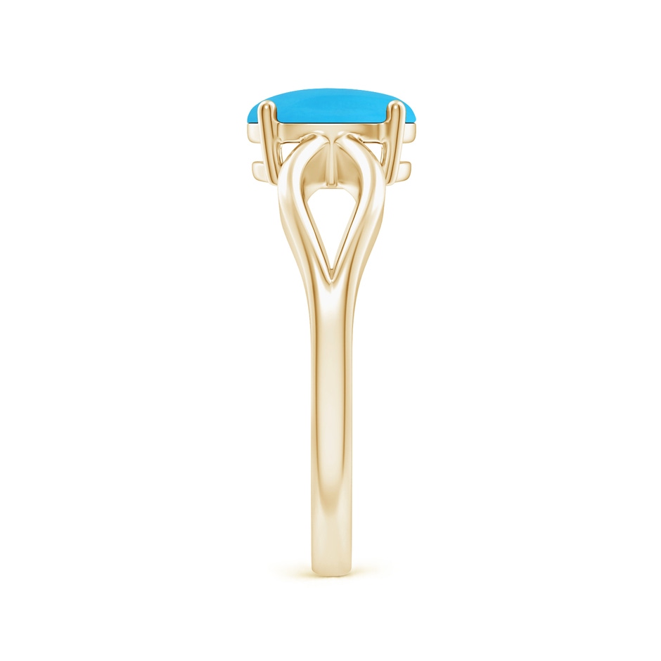 8x6mm AAA Prong-Set Solitaire Turquoise Split Shank Ring in Yellow Gold side 299