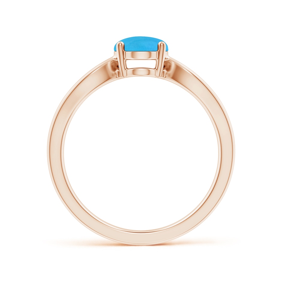 8x6mm AAAA Prong-Set Solitaire Turquoise Split Shank Ring in Rose Gold side 199