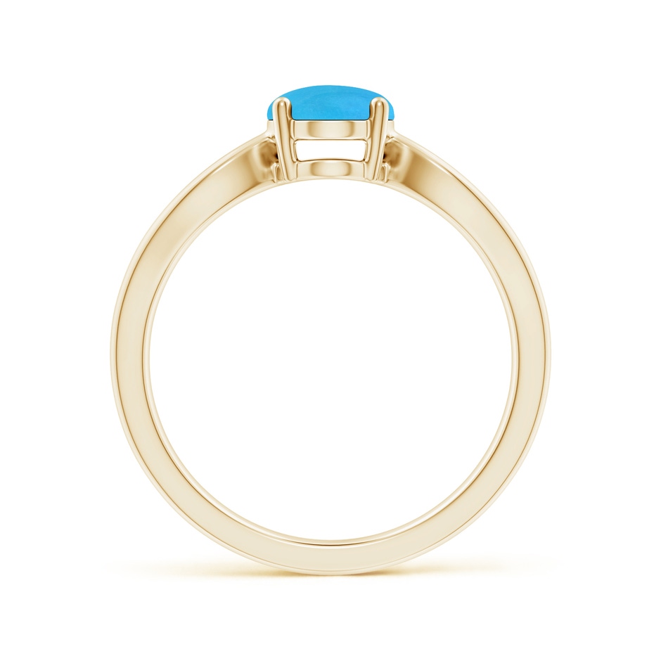 8x6mm AAAA Prong-Set Solitaire Turquoise Split Shank Ring in Yellow Gold side 199