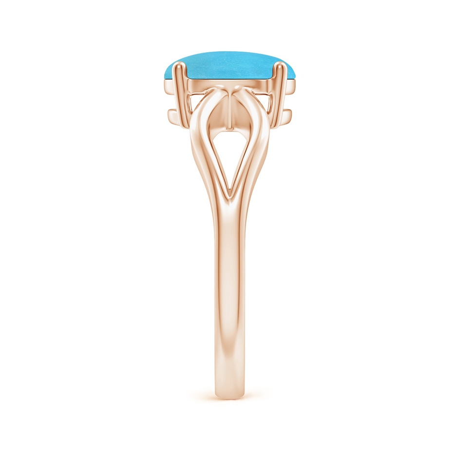 9x7mm AA Prong-Set Solitaire Turquoise Split Shank Ring in Rose Gold side 299