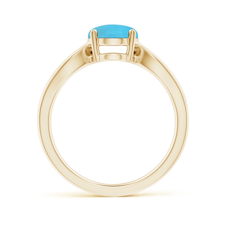 9x7mm AA Prong-Set Solitaire Turquoise Split Shank Ring in Yellow Gold side 199