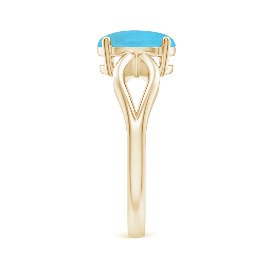 9x7mm AA Prong-Set Solitaire Turquoise Split Shank Ring in Yellow Gold side 299
