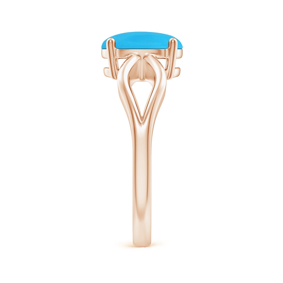9x7mm AAA Prong-Set Solitaire Turquoise Split Shank Ring in 18K Rose Gold side 299