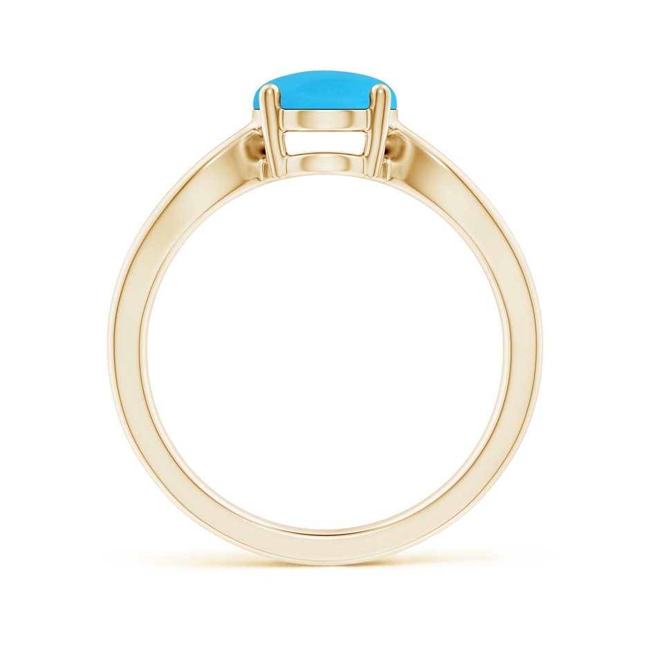 9x7mm AAA Prong-Set Solitaire Turquoise Split Shank Ring in Yellow Gold side 199