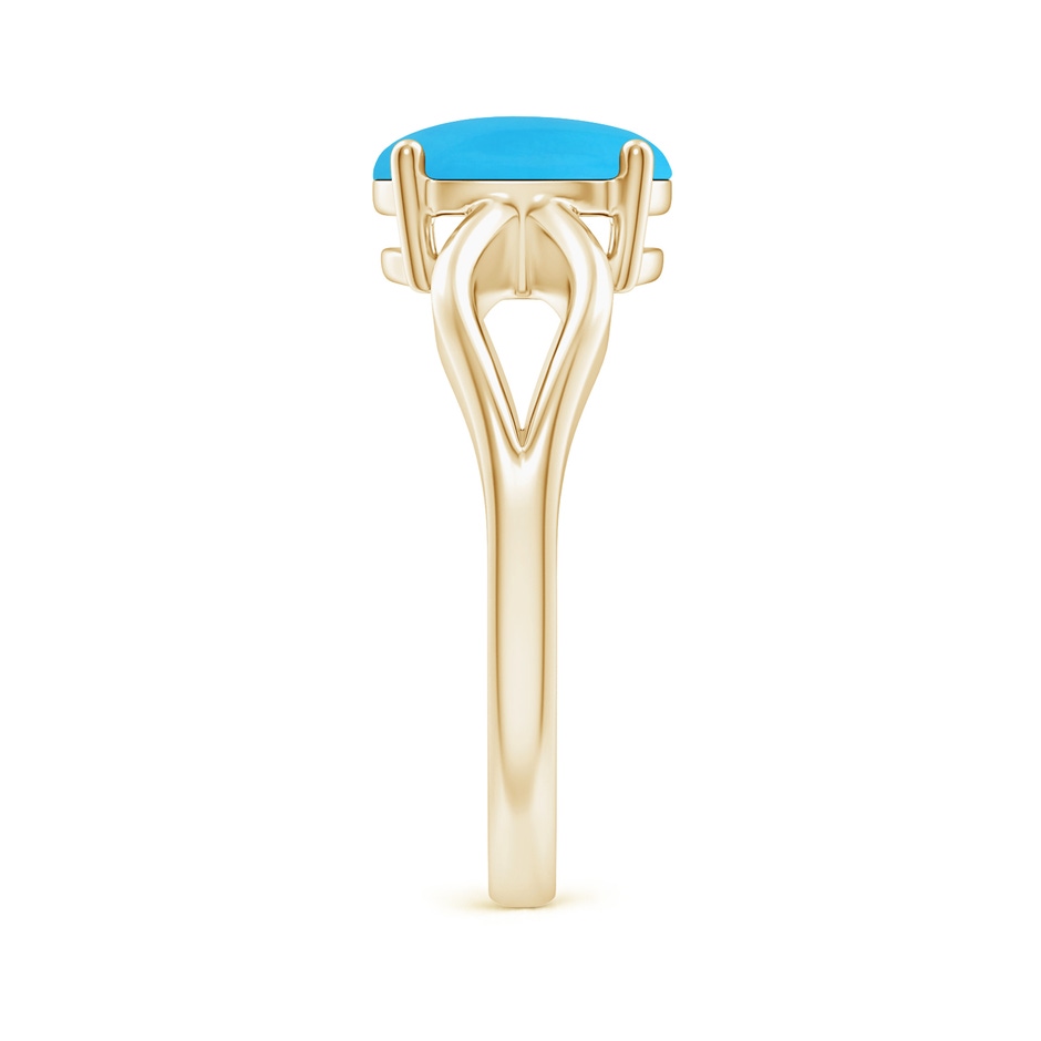 9x7mm AAA Prong-Set Solitaire Turquoise Split Shank Ring in Yellow Gold side 299
