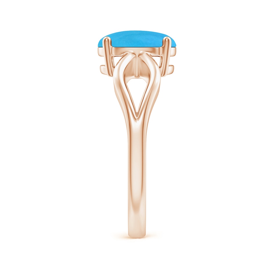 9x7mm AAAA Prong-Set Solitaire Turquoise Split Shank Ring in 18K Rose Gold side 299