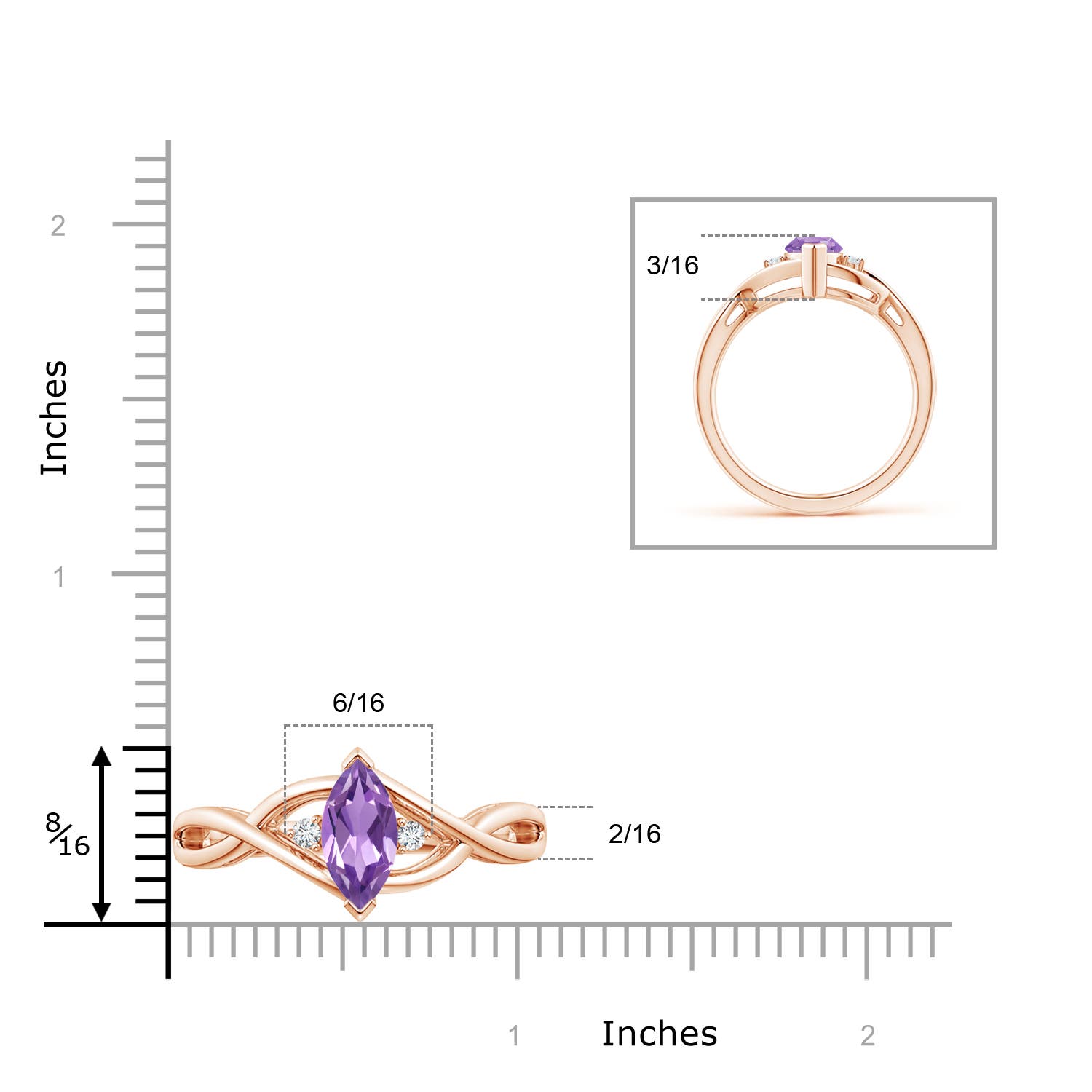 A - Amethyst / 0.98 CT / 14 KT Rose Gold