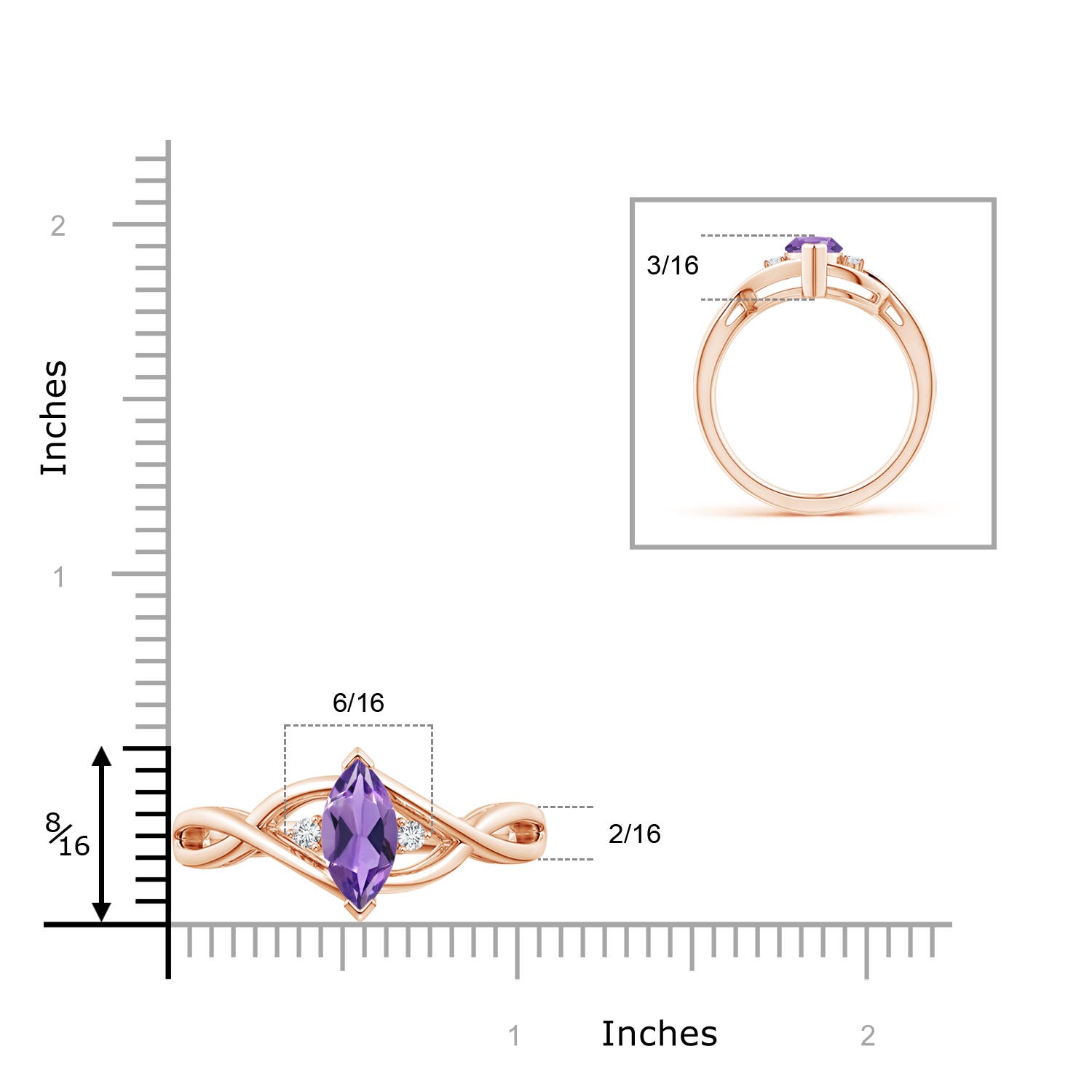 AA - Amethyst / 0.98 CT / 14 KT Rose Gold