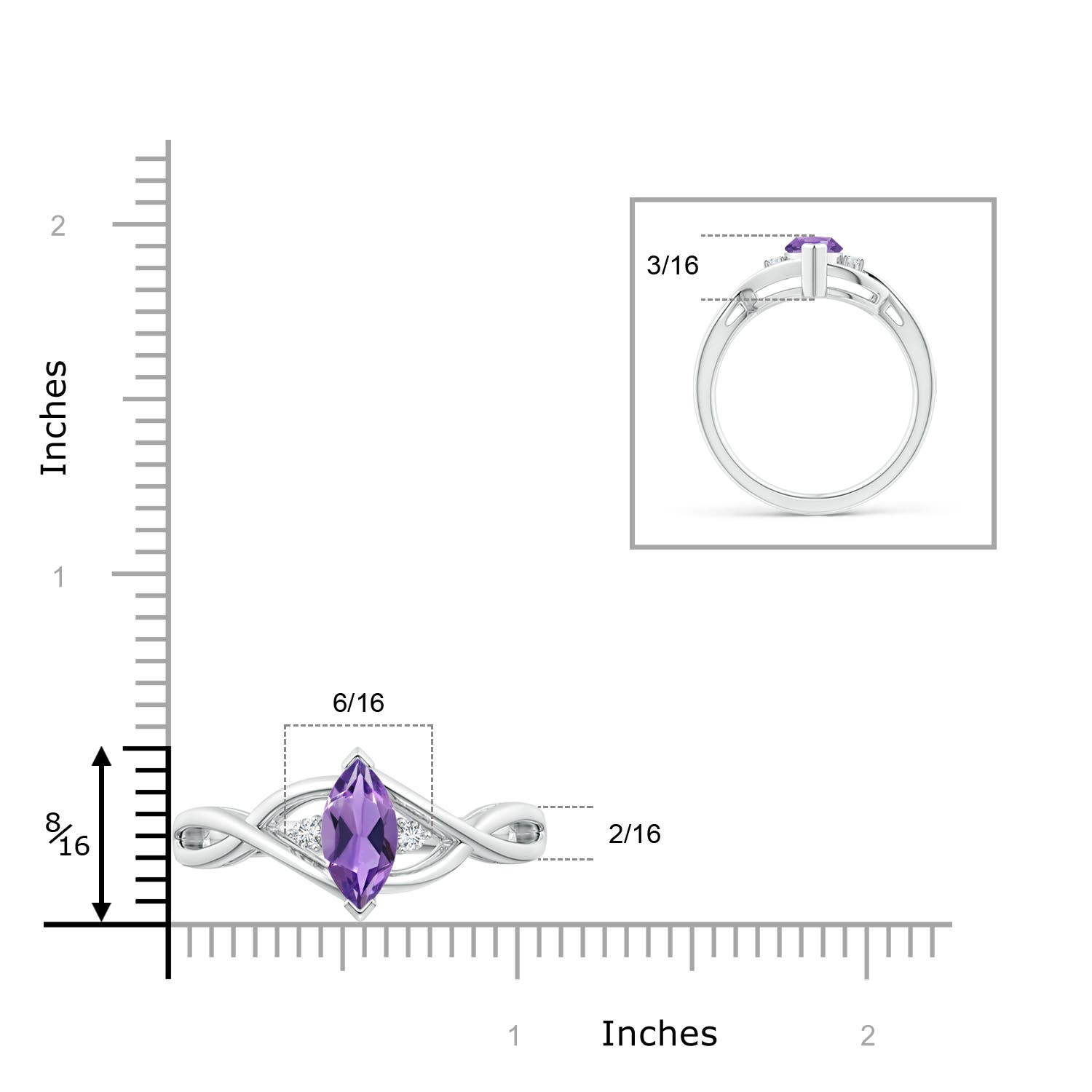 AA - Amethyst / 0.98 CT / 14 KT White Gold