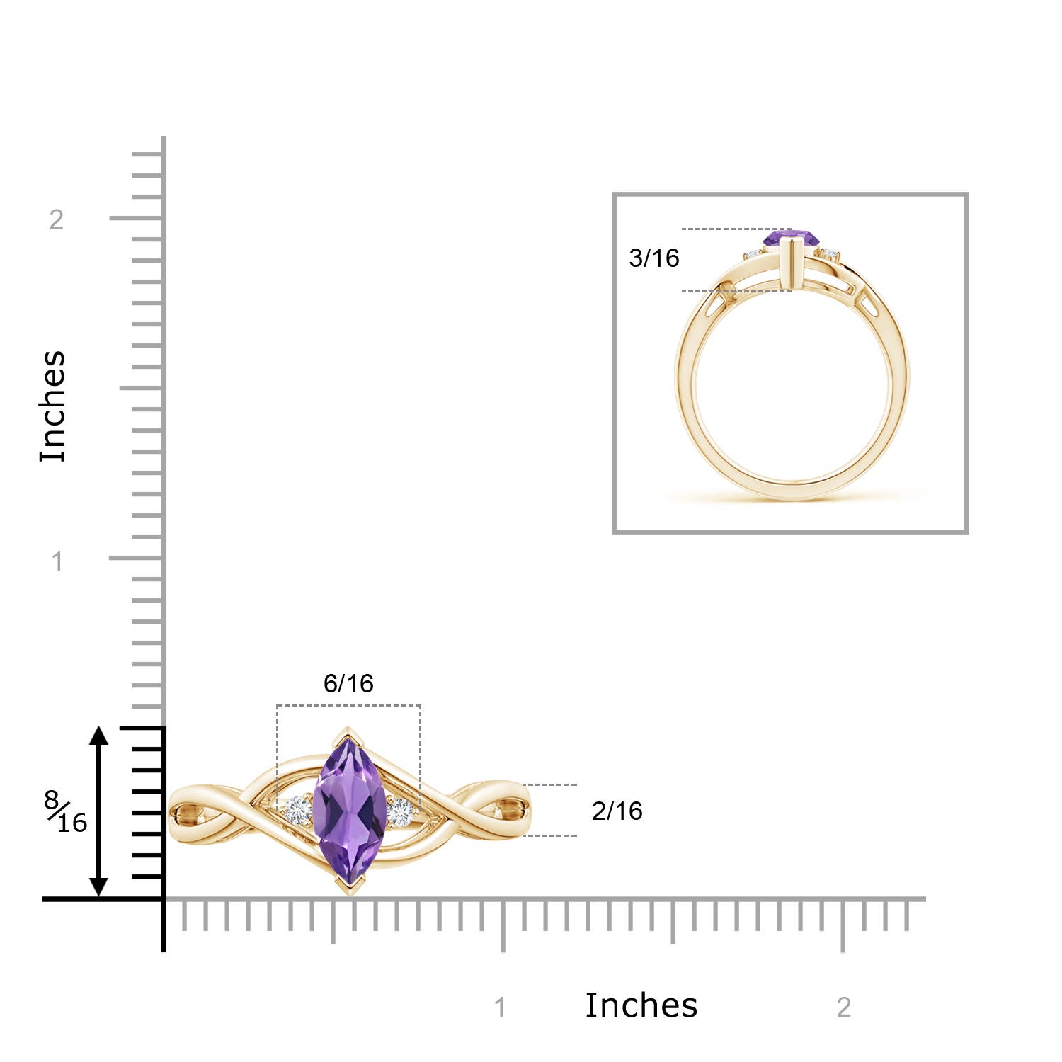 AA - Amethyst / 0.98 CT / 14 KT Yellow Gold