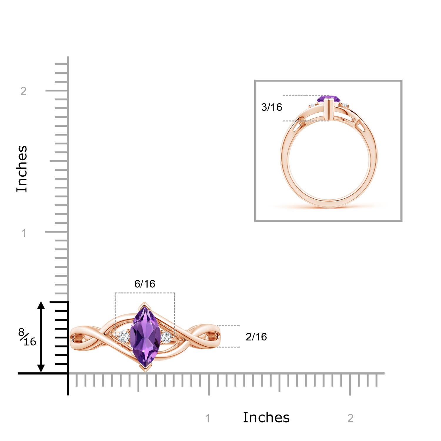 AAA - Amethyst / 0.98 CT / 14 KT Rose Gold