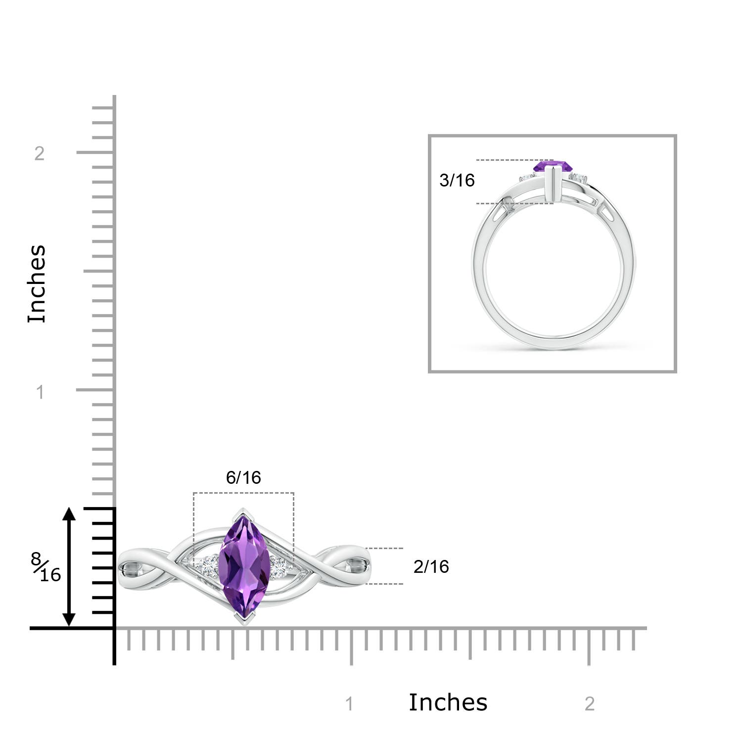 AAA - Amethyst / 0.98 CT / 14 KT White Gold
