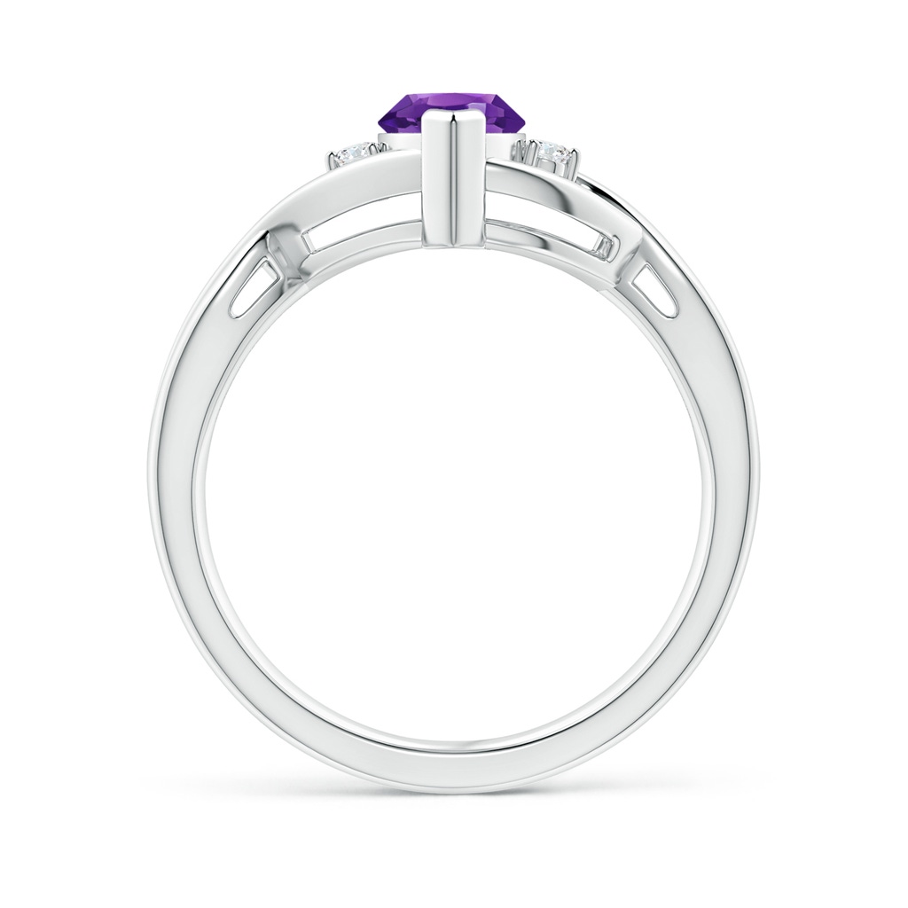 10x5mm AAAA Criss-Cross Marquise Amethyst Solitaire Ring with Diamonds in P950 Platinum Side-1