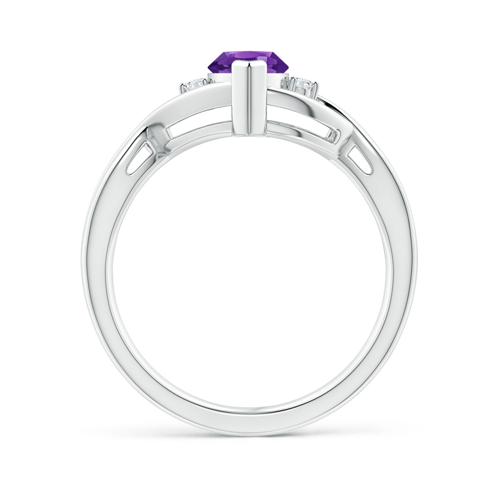 10x5mm AAAA Criss-Cross Marquise Amethyst Solitaire Ring with Diamonds in P950 Platinum - side_1