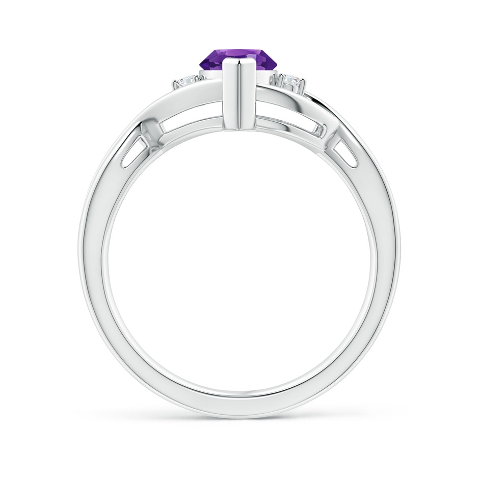 10x5mm AAAA Criss-Cross Marquise Amethyst Solitaire Ring with Diamonds in P950 Platinum side-1