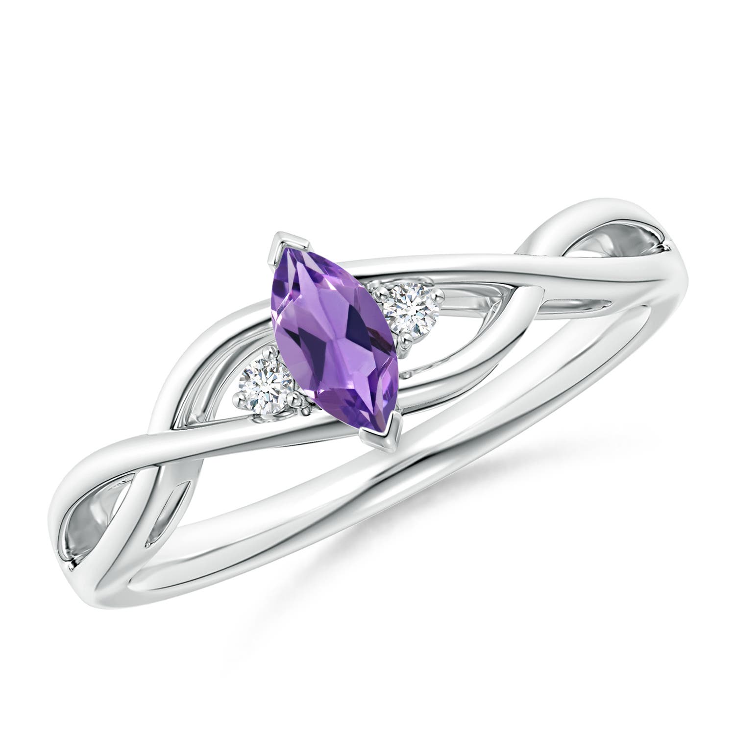 AA - Amethyst / 0.23 CT / 14 KT White Gold