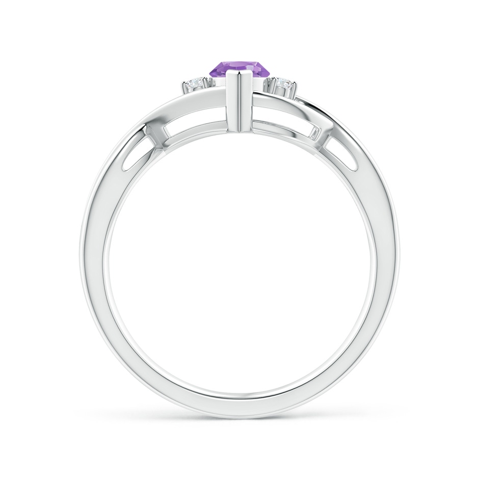8x4mm A Criss-Cross Marquise Amethyst Solitaire Ring with Diamonds in 9K White Gold side 1